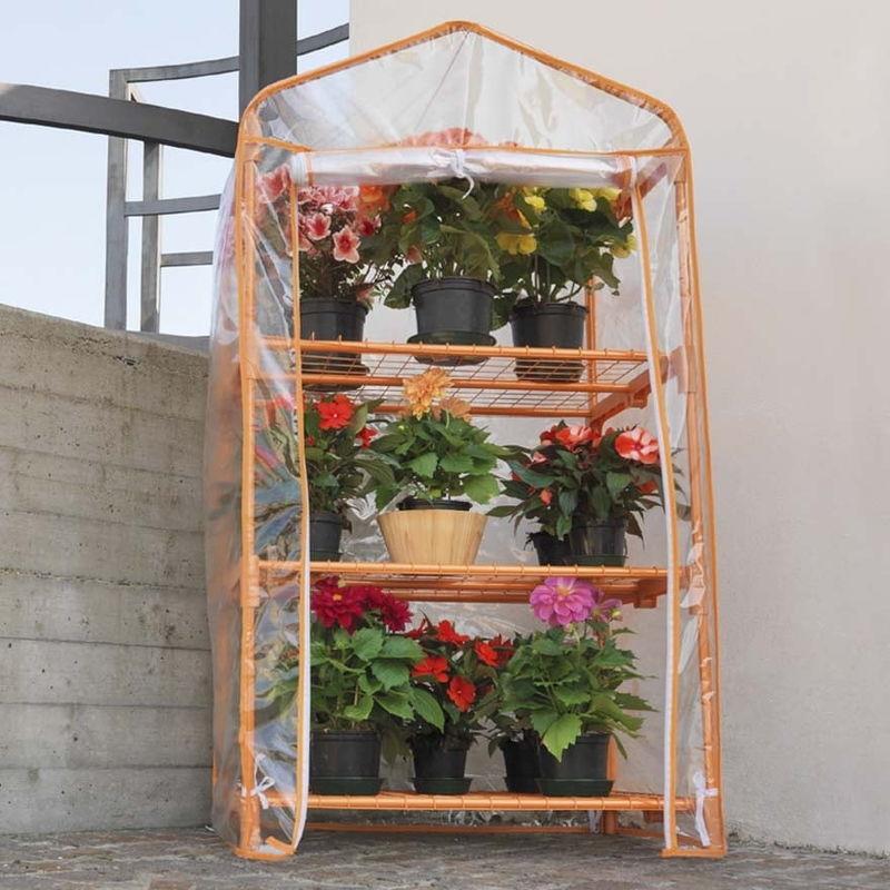 Serra Da Giardino In Alluminio 3 Ripiani Con Telo Azalea Arancione - Rama Serra Da Giardino In Alluminio 3 Ripiani Con Telo Azalea Arancione - Rama