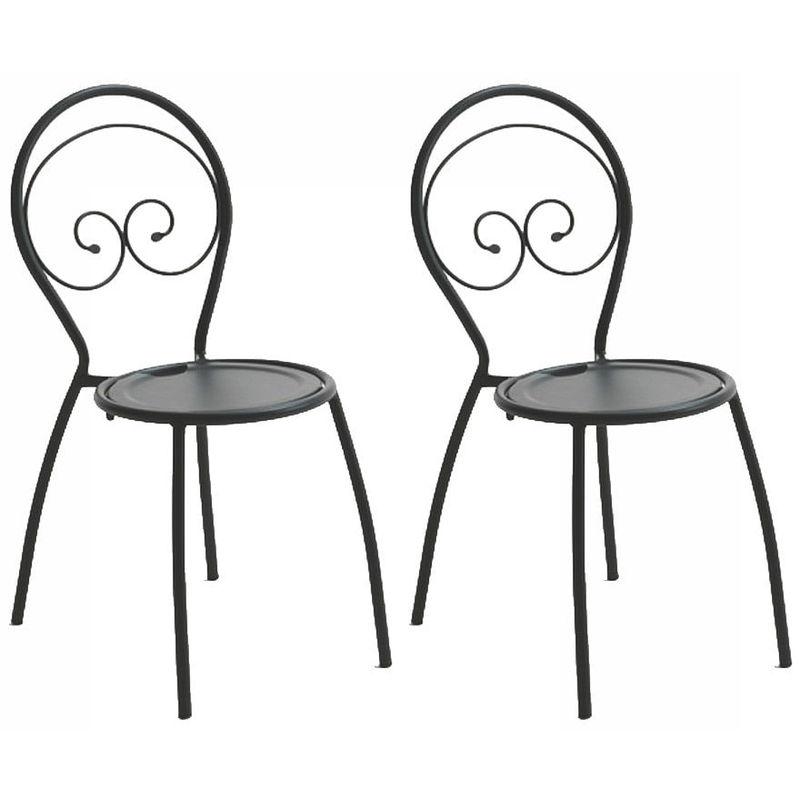 Set 2 Sedie Da Giardino 42x54x85 Cm In Acciaio Fiona Antracite - Pasotti