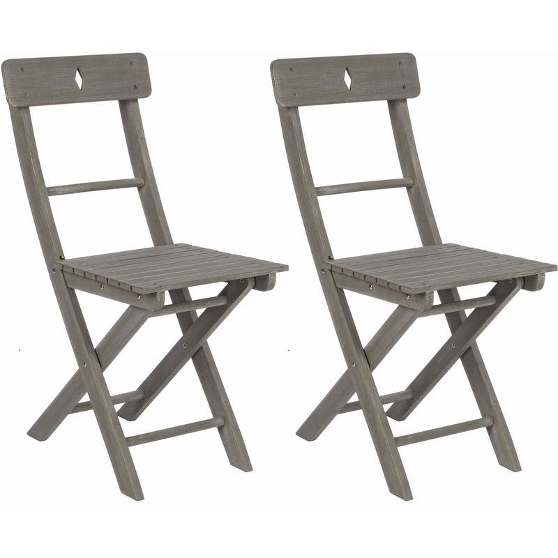 Set 2 Sedie Da Giardino Pieghevoli 38x54x81 Cm In Legno Balcony Grigia - Duini