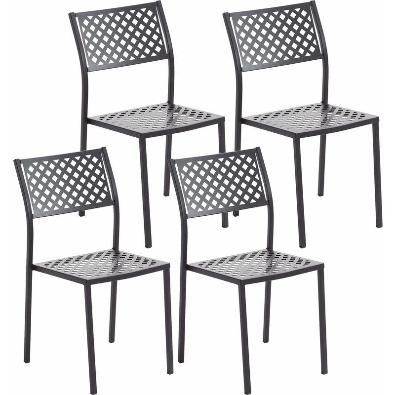 Set 4 Sedie Da Giardino 46x58x84 Cm In Acciaio Lola Antracite - Pasotti Set 4 Sedie Da Giardino 46x58x84 Cm In Acciaio Lola Antracite - Pasotti