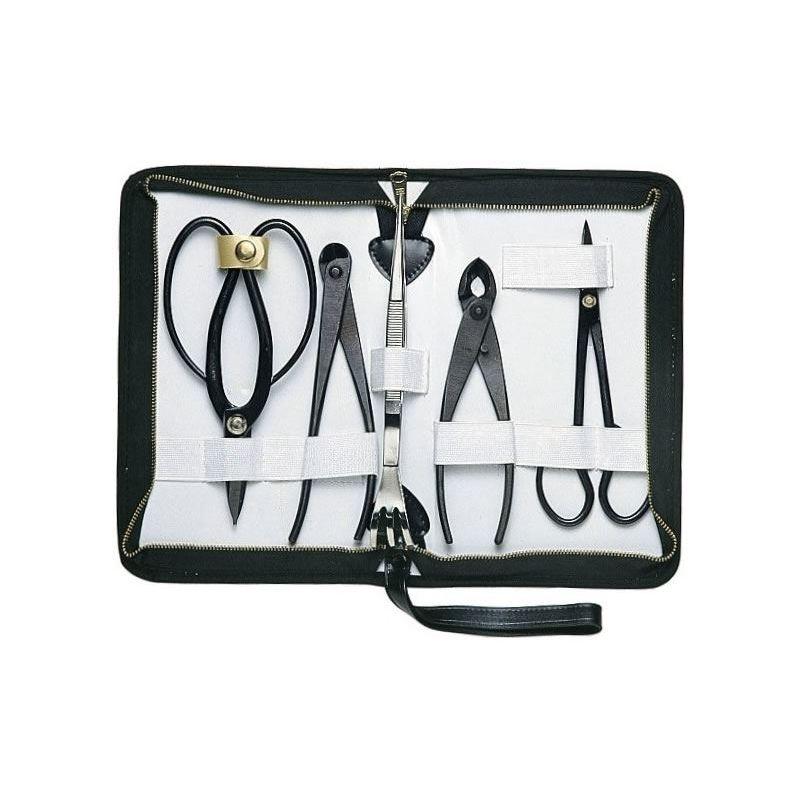 Crespi Bonsai - Set attrezzi per bonsai da 5pz in acciaio basico brunito Crespi Bonsai - Set attrezzi per bonsai da 5pz in acciaio basico brunito