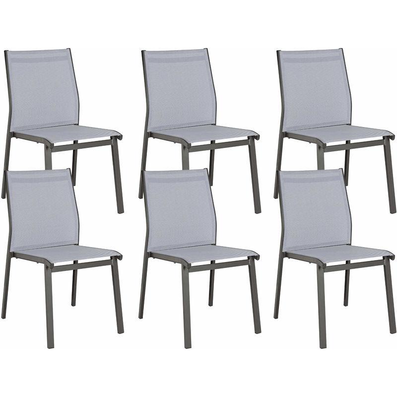 Set 6 Sedie Da Giardino 50x57x87 Cm In Alluminio E Textilene Duini Liam Antracite