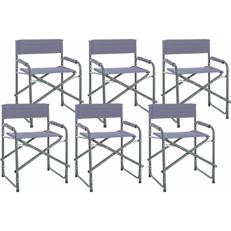 Set 6 Sedie Regista Pieghevoli Da Giardino 49x55x82 Cm In Acciaio Duini Olbia Avio