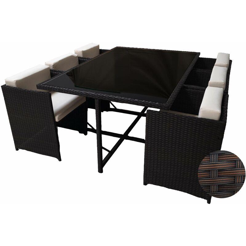 Set Amalia Metallo/Simil Rattan Testa Di Moro 1 Tavolo Top Vetro - SOGARI