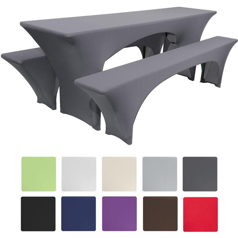 Set da 3 fodere elastiche Victoria, per panche e tavoli da birreria, picnic o catering, di Beautissu Antracite, 220x70x50 cm