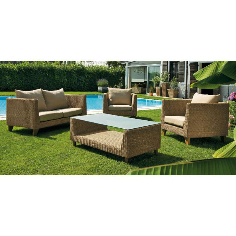 Set Da Giardino Divano 2 Poltrone E Tavolino In Wicker Honolulu - Ranieri