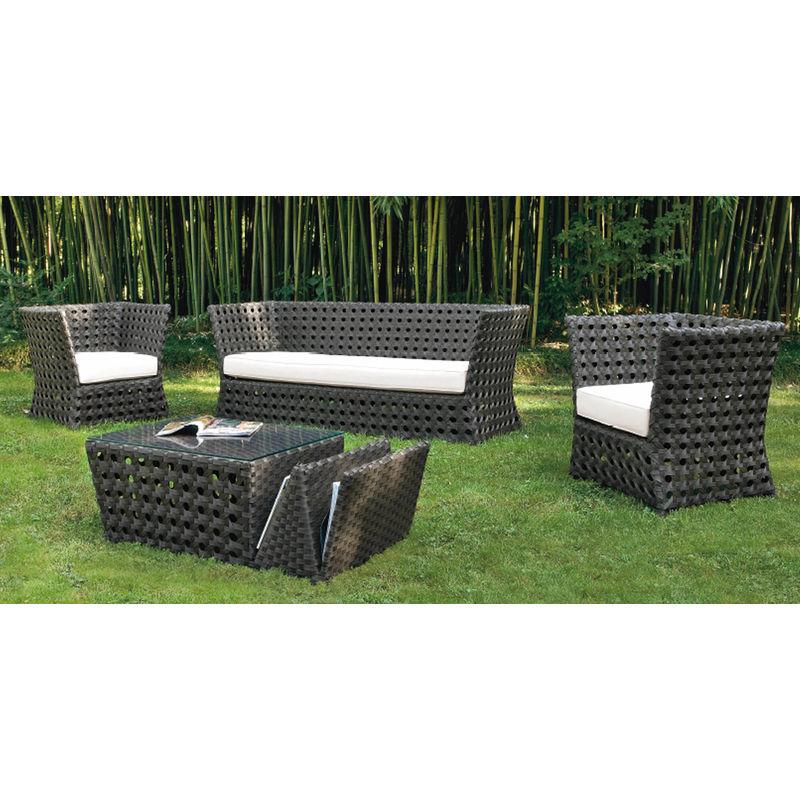 Set Da Giardino Divano 2 Poltrone E Tavolino In Wicker Paros - Ranieri