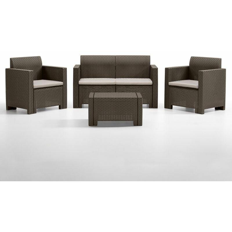 Salottino Da Giardino In Polipropilene Nebraska 4 Posti Marrone