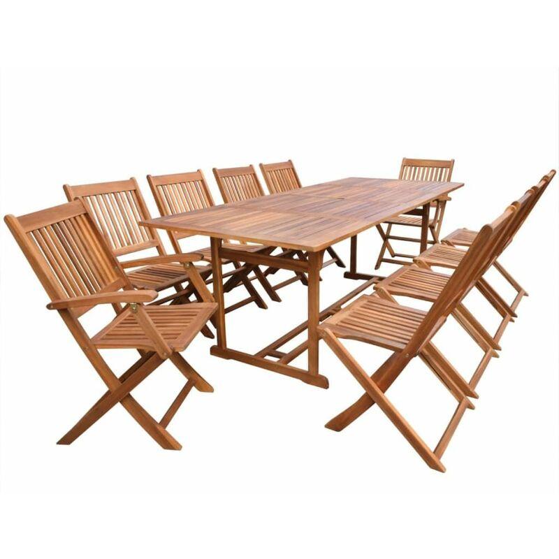 vidaXL Set da Pranzo da Giardino 11 pz in Legno Massello di Acacia - Marrone