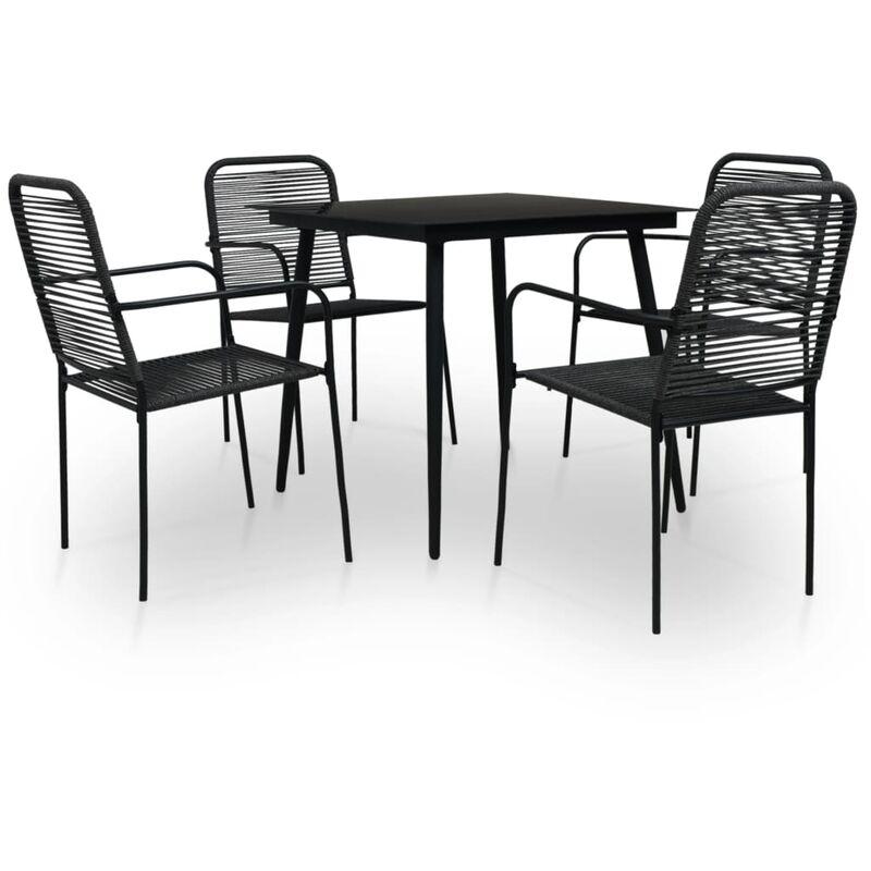 vidaXL Set da Pranzo da Esterni 5 pz in Corda di Cotone e Acciaio Nero - Nero