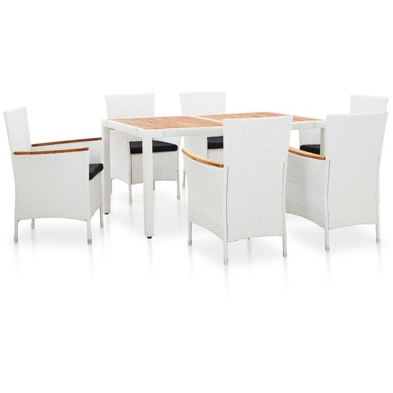 Set da Pranzo da Giardino in Polyrattan Bianco 7 pz - Bianco - Vidaxl