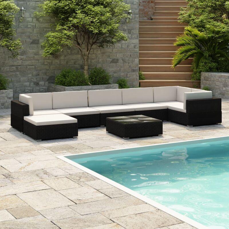 Vidaxl - Set Divani da Giardino 8 pz con Cuscini in Polyrattan Nero - Nero