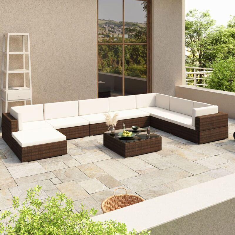 Vidaxl - Set Divani da Giardino 8 pz con Cuscini in Polyrattan Marrone - Marrone