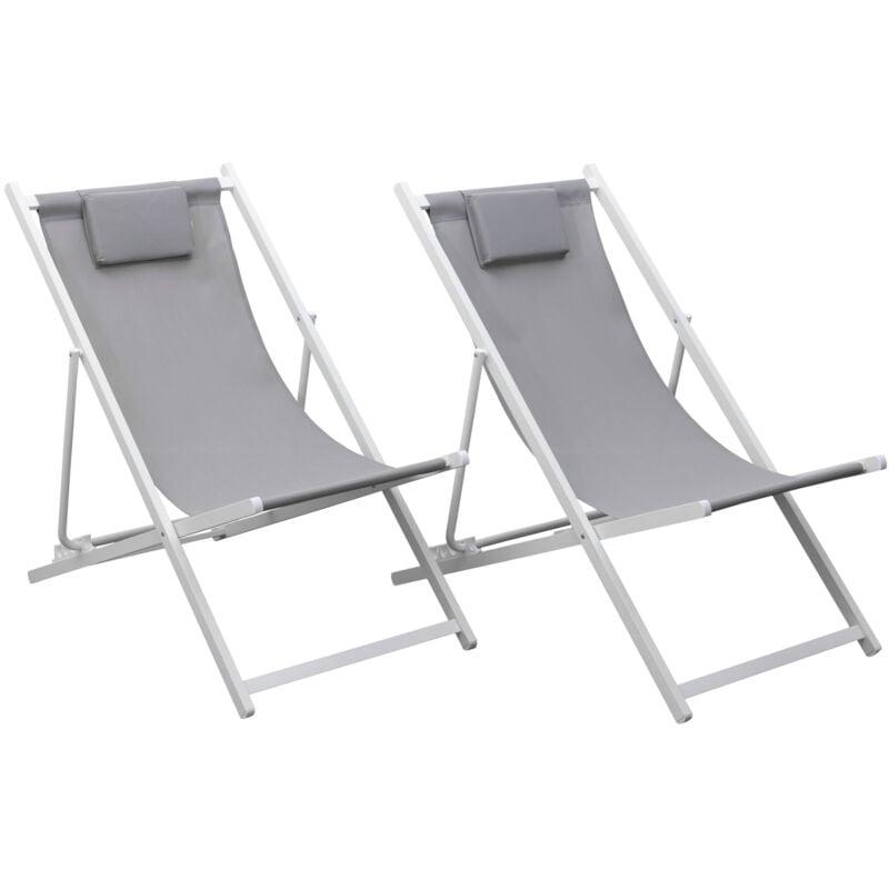 Set di 2 sedie cyprus - struttura in textilene grigio/bianco Set di 2 sedie cyprus - struttura in textilene grigio/bianco