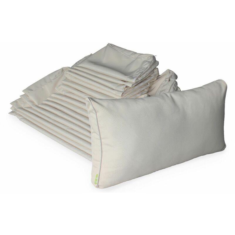 Set di fodere per cuscini, colore: Ecru, per salotto da giardino, modello: Venezia - set completo - Ecrù - ALICE'S GARDEN