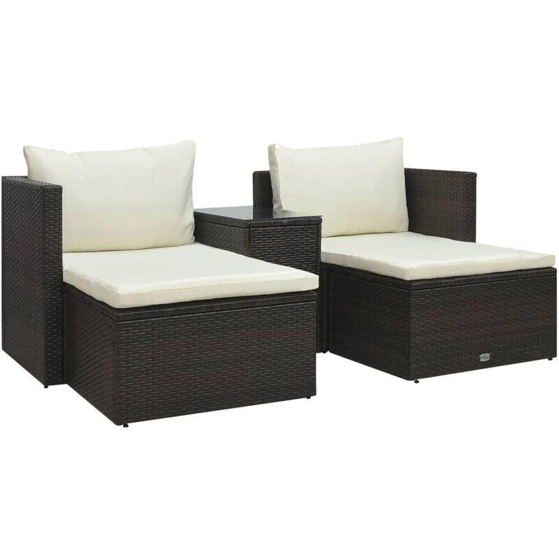 Set Divani da Giardino 5 pz con Cuscini in Polyrattan Marrone - Marrone - Vidaxl
