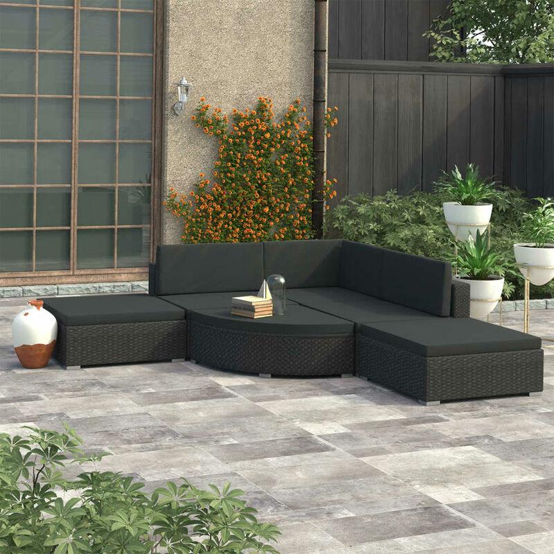 Vidaxl - Set Divani da Giardino 6 pz con Cuscini in Polyrattan Nero - Nero
