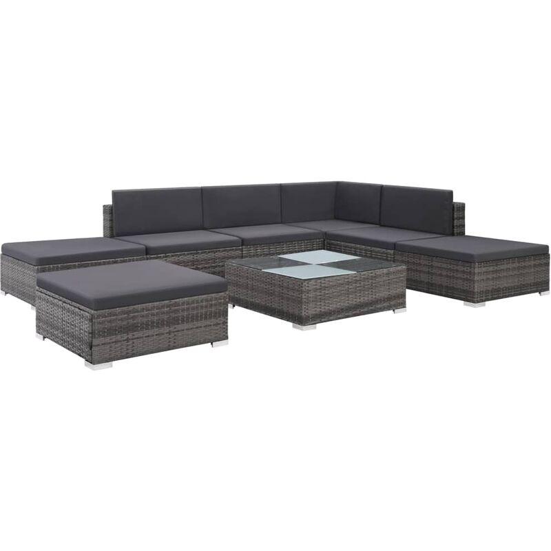 Vidaxl - Set Divani da Giardino 8 pz con Cuscini in Polyrattan Grigio - Grigio
