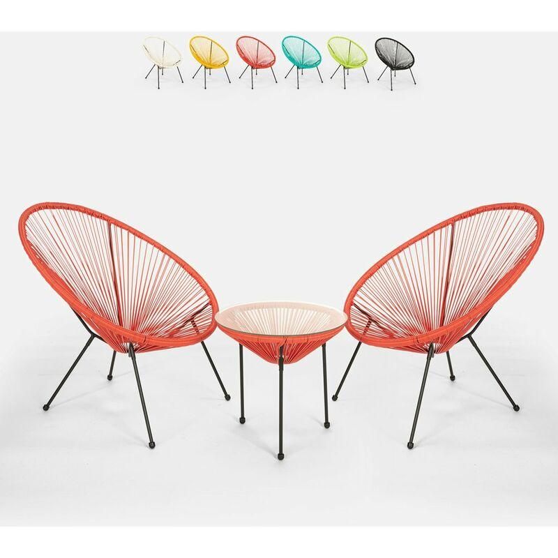 Set esterno giardino Acapulco 2 sedie spaghetti 1 tavolo rotondo 50cm Flaw | Rosso Set esterno giardino Acapulco 2 sedie spaghetti 1 tavolo rotondo 50cm Flaw | Rosso