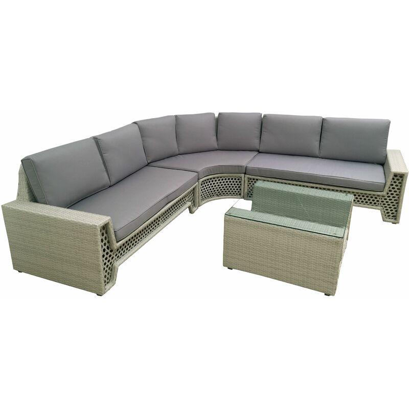 Set Giardino Marte Salotto Bianco Esterno Alluminio E Simil Rattan - SOGARI