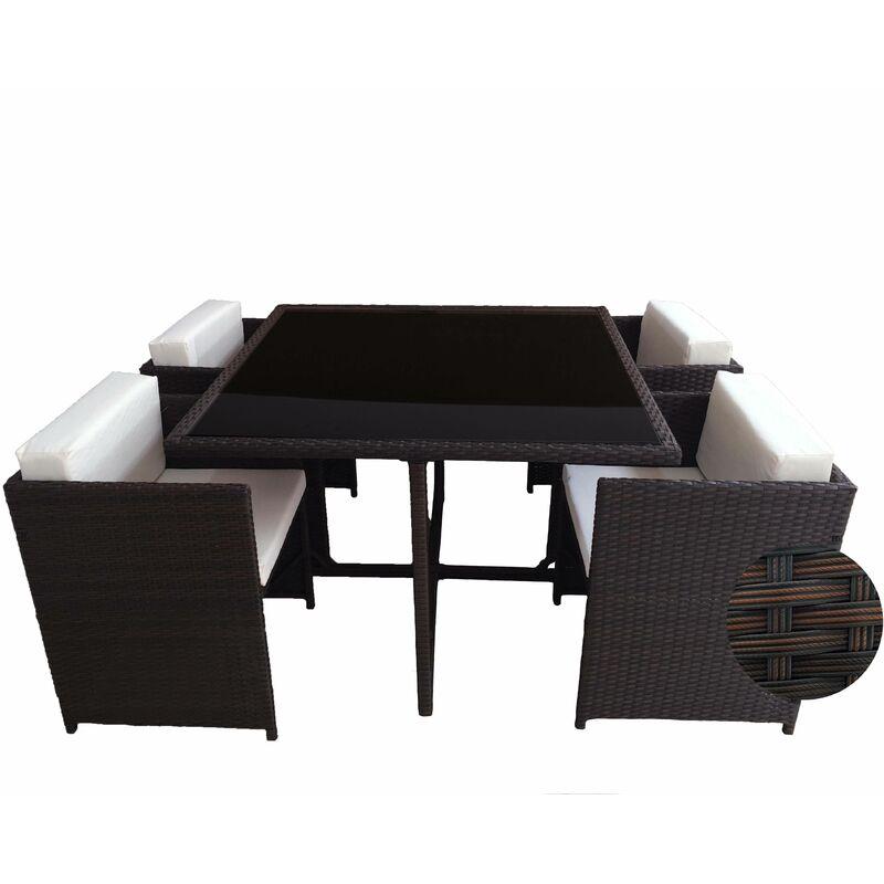 Set Louise Metllo/Simil Rattan Testa Di Moro 1 Tavolo Top Vetro - SOGARI