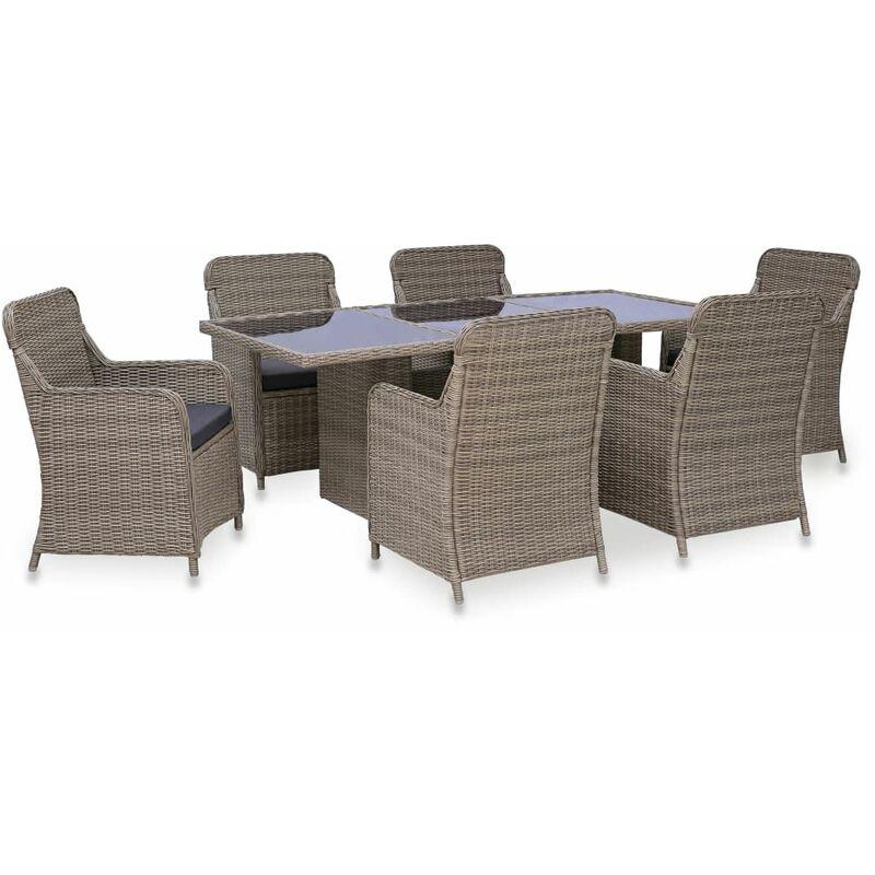 vidaXL Set Mobili da Pranzo per Giardino 7 pz Polyrattan Marrone - Marrone