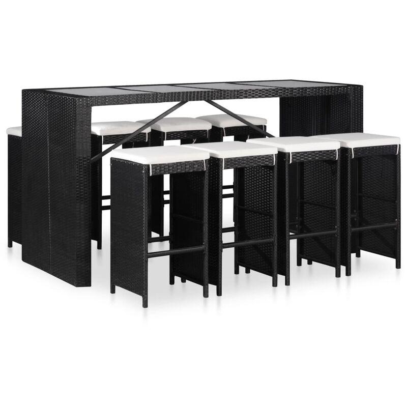 vidaXL Set Mobili da Pranzo per Giardino 9 pz in Polyrattan Nero - Nero
