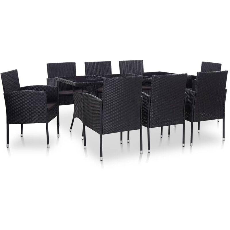 Set Mobili da Pranzo per Giardino 9 pz in Polyrattan Nero - Nero - Vidaxl