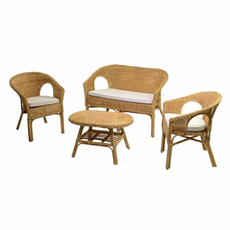 Set Salotto Da Giardino 2 Poltrone Tavolino Divano In Rattan Adami Kele Miele