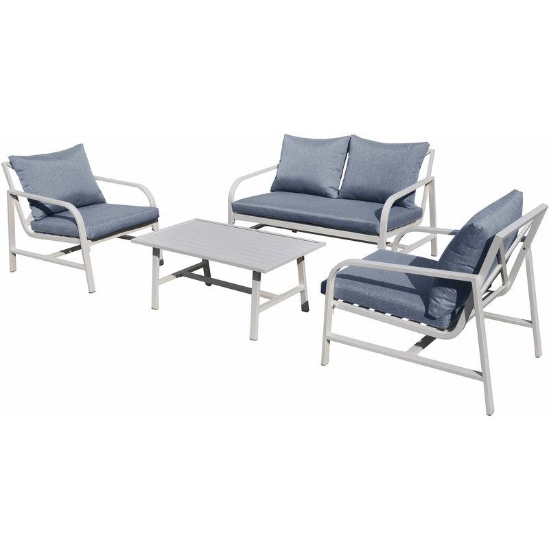 Set Salotto Da Giardino In Alluminio Divano 2 Poltrone E Tavolino Sirio - Vizzoni