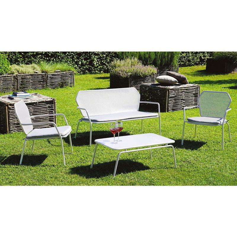 Set Salotto Da Giardino In Ferro Divano 2 Poltrone E Tavolino Vorghini Canicattì Bianco