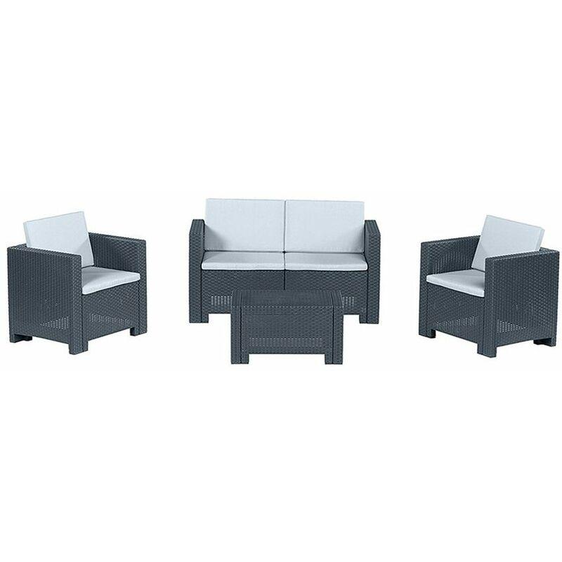 Set Salotto Polirattan Salottino Divano Poltrone Tavolo Giardino Arredo Esterno - BRICOSHOP24