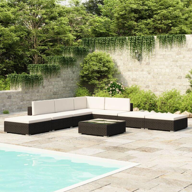 Vidaxl - Set Divani da Giardino 8 pz con Cuscini in Polyrattan Nero - Nero