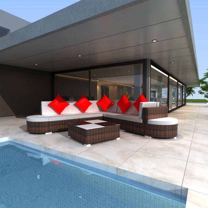 Vidaxl - Set Divani da Giardino 8 pz con Cuscini in Polyrattan Marrone - Marrone