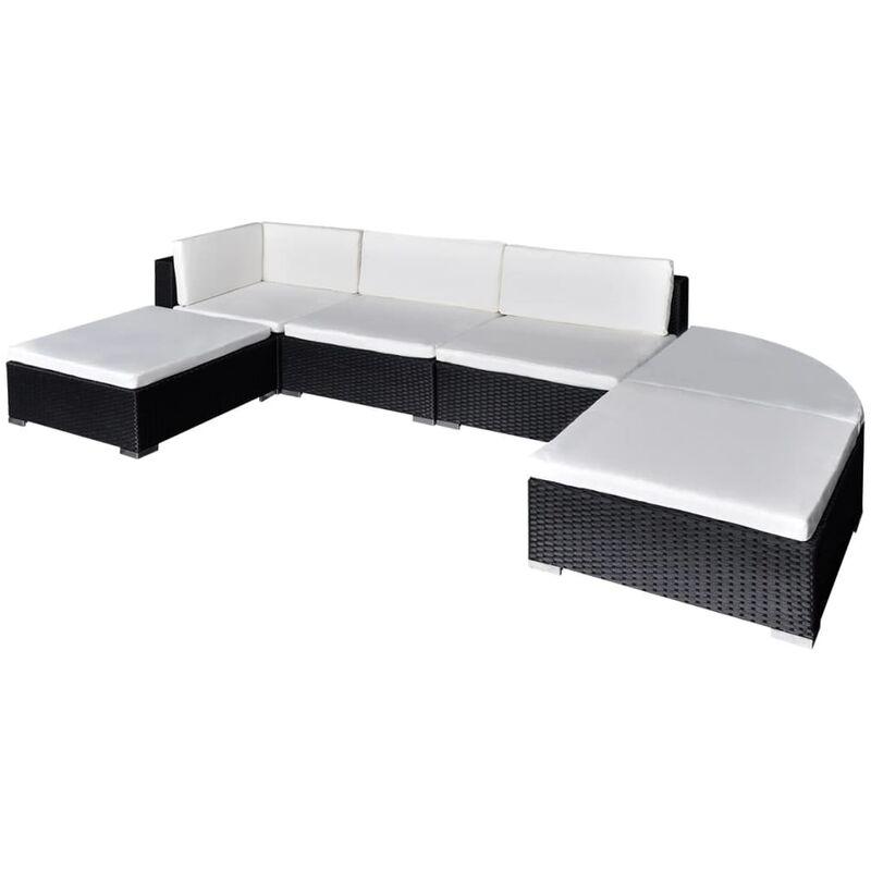 Vidaxl - Set Divani da Giardino 6 pz con Cuscini in Polyrattan Nero - Nero