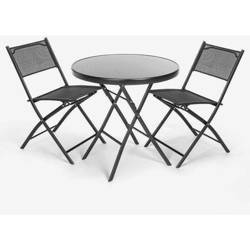 Set tavolino rotondo con 2 sedie per esterno giardino pieghevoli design moderno Bitter