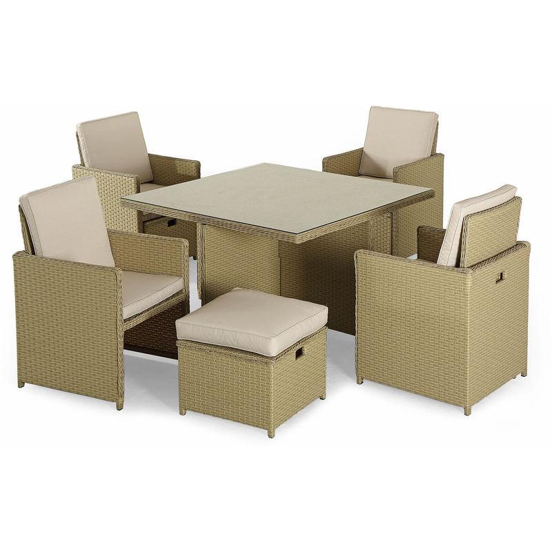 Set Tavolo 4 Poltrone E 4 Poggiapiedi In Rattan Caravaggio - Kraus Set Tavolo 4 Poltrone E 4 Poggiapiedi In Rattan Caravaggio - Kraus