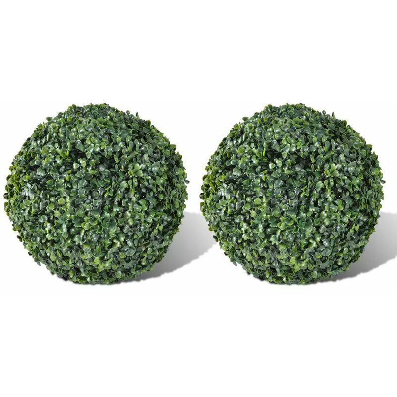 Sfere di Bosso 2 pz Arte Topiaria con Foglie 27 cm - Verde - Vidaxl