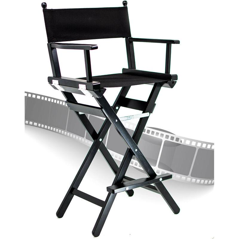 Sgabello Playa Bianco - Nero sedia da regista sgabello legno tessuto cotone pieghevole da trucco seggiola veranda giardino