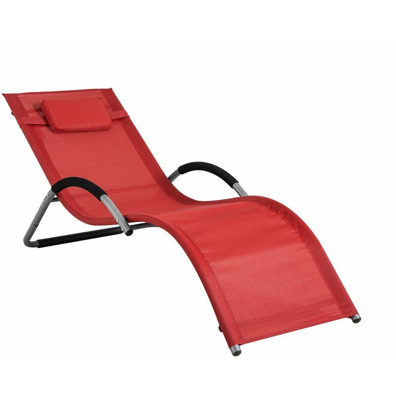 Sedia Sdraio Lettino da Giardino in Verniciato a Polvere Ferro e Tessuto di teslin, Rosso, OGS38-R - Sobuy Sedia Sdraio Lettino da Giardino in Verniciato a Polvere Ferro e Tessuto di teslin, Rosso, OGS38-R - Sobuy