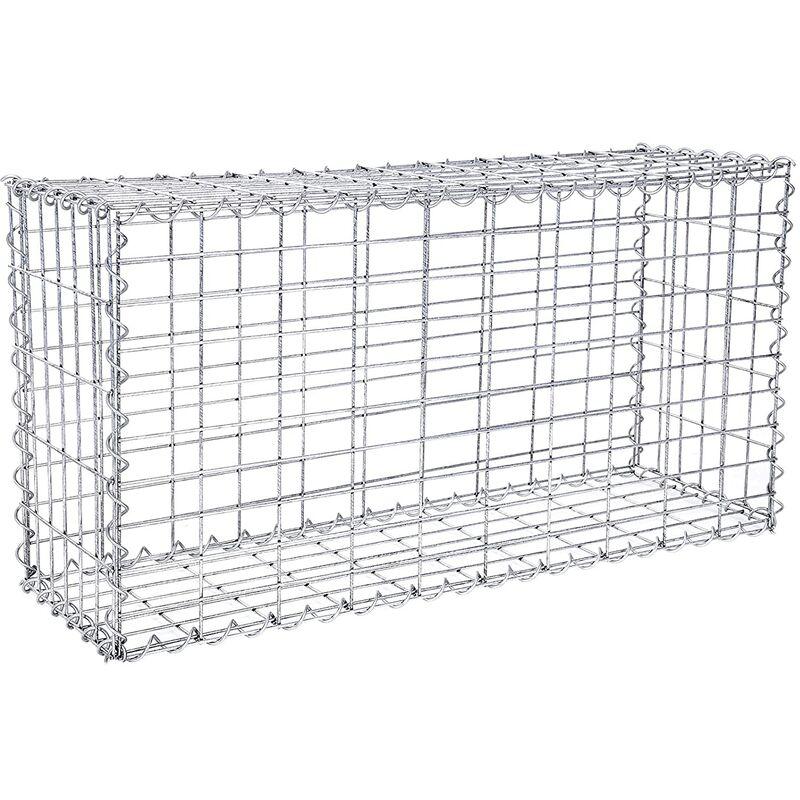Gabbione Metallico in Acciaio Zincato 100 x 50 x 30cm Gabbia in Rete Cestello GGB153 - Argento Gabbione Metallico in Acciaio Zincato 100 x 50 x 30cm Gabbia in Rete Cestello GGB153 - Argento