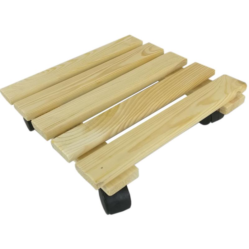 Sottovaso con ruote quadrato 35x35 cm Legno Europeo impregnato giardino balcone STI