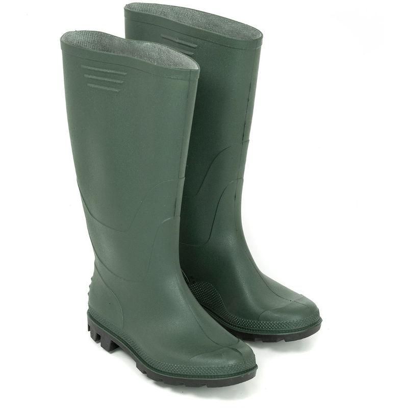 Stivale in PVC di colore verde alto, altezza ginocchio, provvisto di suola nera n. 37 STI