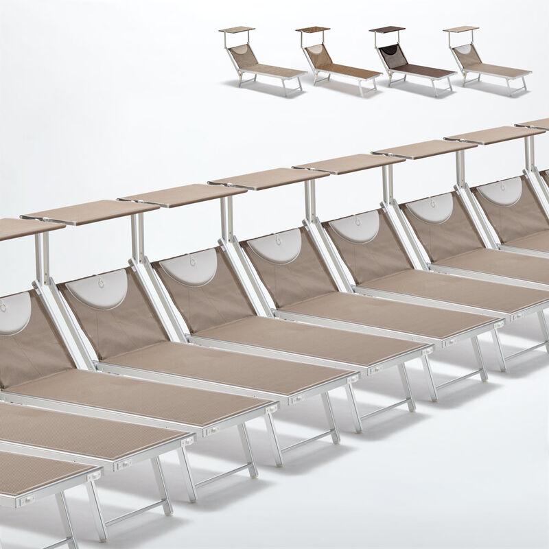 Stock 20 Lettini spiaggia mare prendisole alluminio Santorini Limited Edition | Cappuccino - Beige Santorini - BEACH AND GARDEN DESIGN