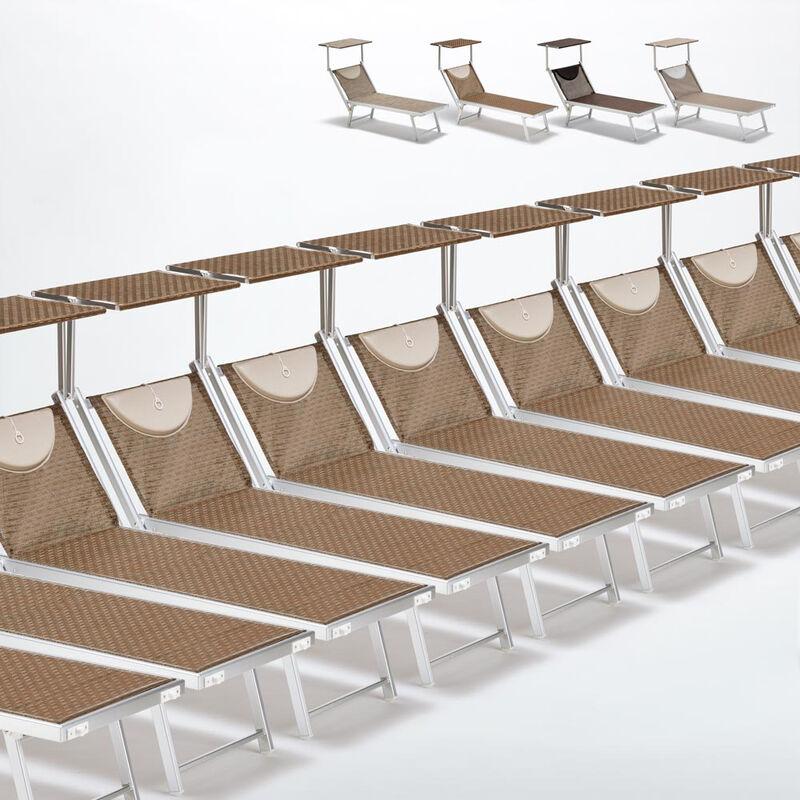 Stock 20 Lettini spiaggia mare prendisole alluminio Santorini Limited Edition | Moka - Marrone Santorini - BEACH AND GARDEN DESIGN