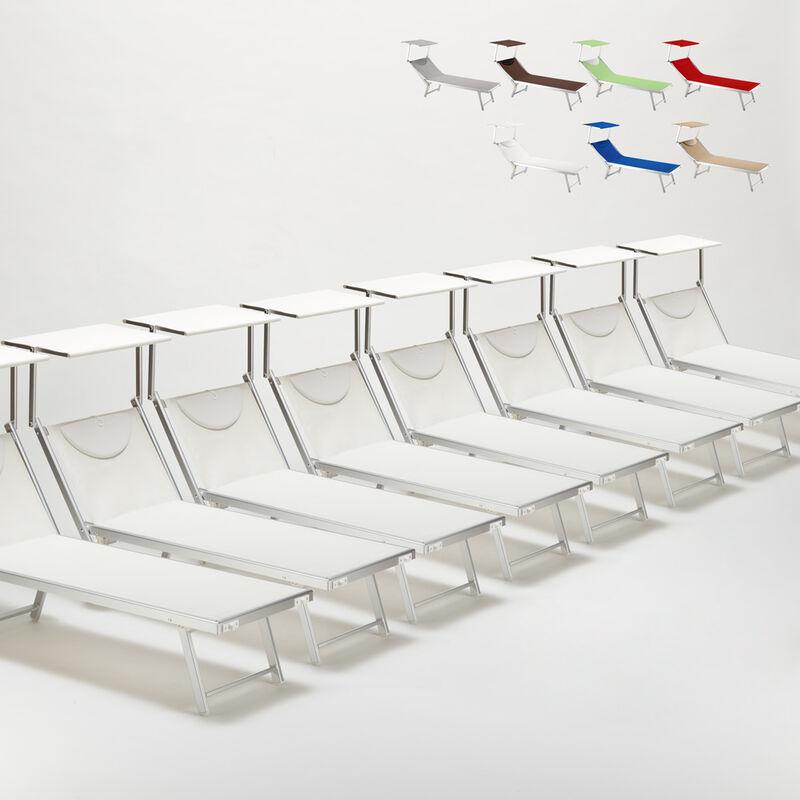 Stock 20 Lettini spiaggia mare prendisole in alluminio Santorini | Bianco - BEACH AND GARDEN DESIGN