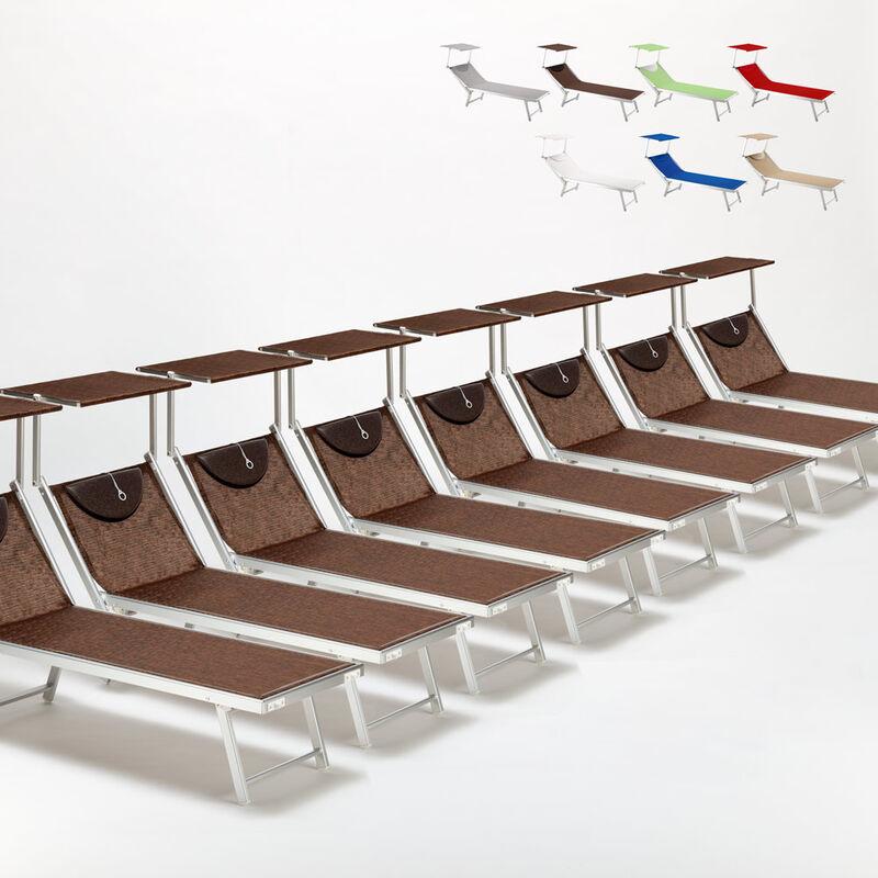 Stock 20 Lettini spiaggia mare prendisole in alluminio Santorini | Marrone - BEACH AND GARDEN DESIGN