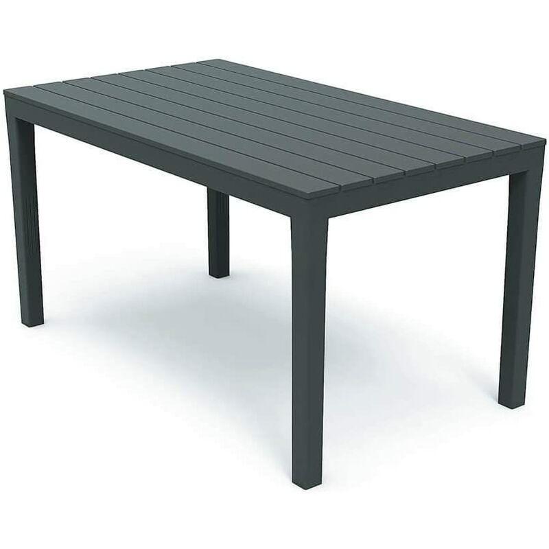 Tavolo da giardino in plastica effetto legno 138 x 78 x72h cm - Sumatra - Bianco - bianco