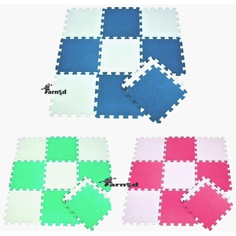 TAPPETINO TAPPETO PUZZLE GOMMA 10 PEZZI 29,5x29,5x0,8 cm GIOCO BAMBINO PISCINA