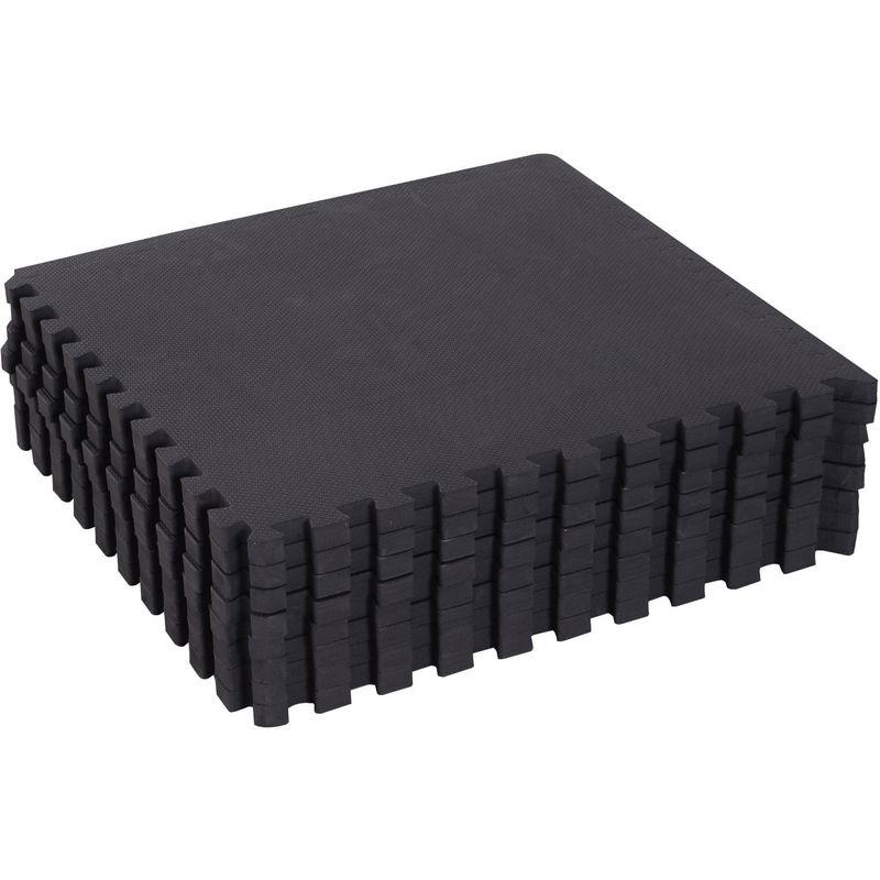 Tappeto Puzzle In Eva Per Casa E Palestra Antiscivolo 8 Pezzi Con Bordi Nero 63.5x63.5x2 Cm Benzoni